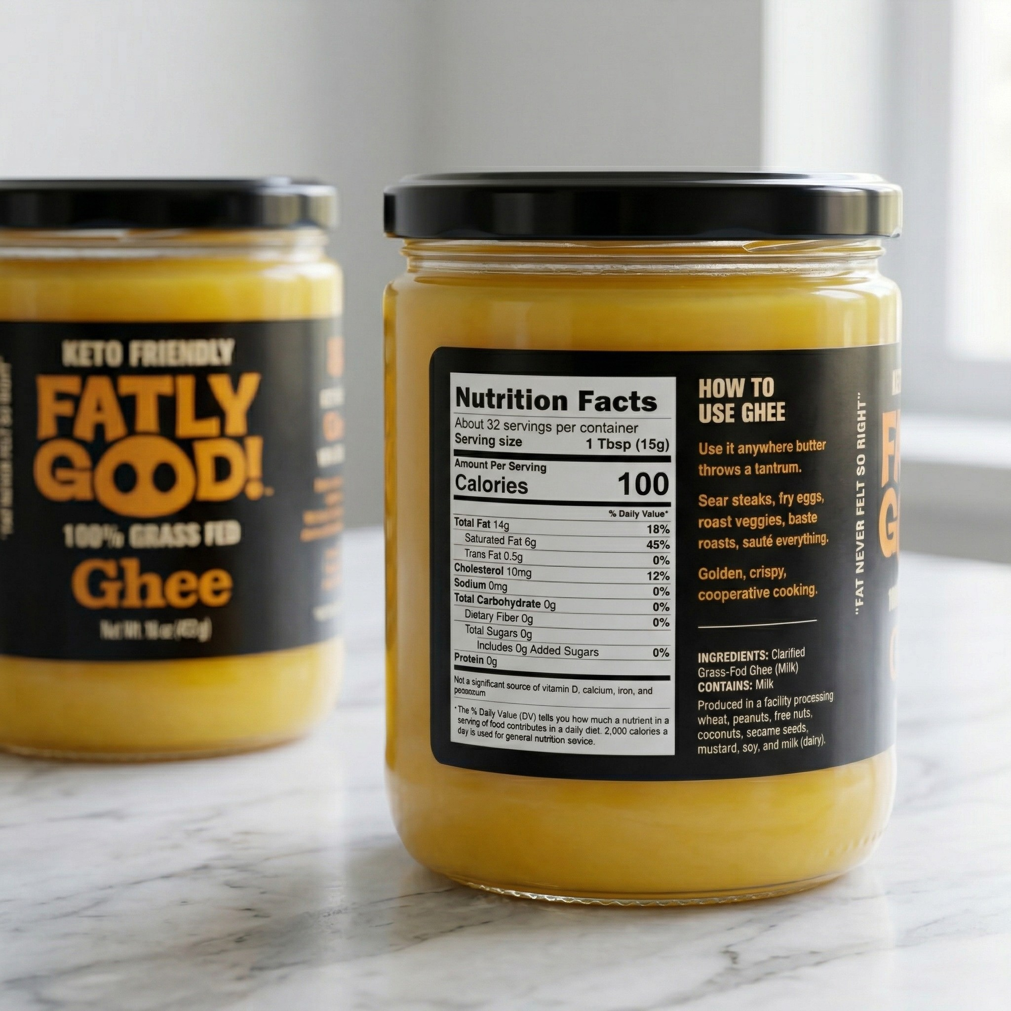 100% Grass-Fed Ghee Clarified Butter 16 oz